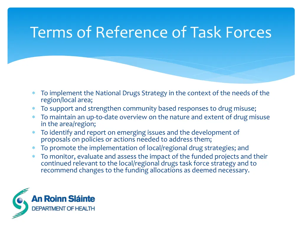 terms of reference of task forces