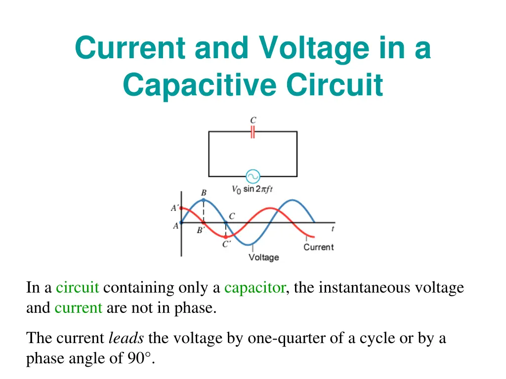 current and voltage in a capacitive circuit