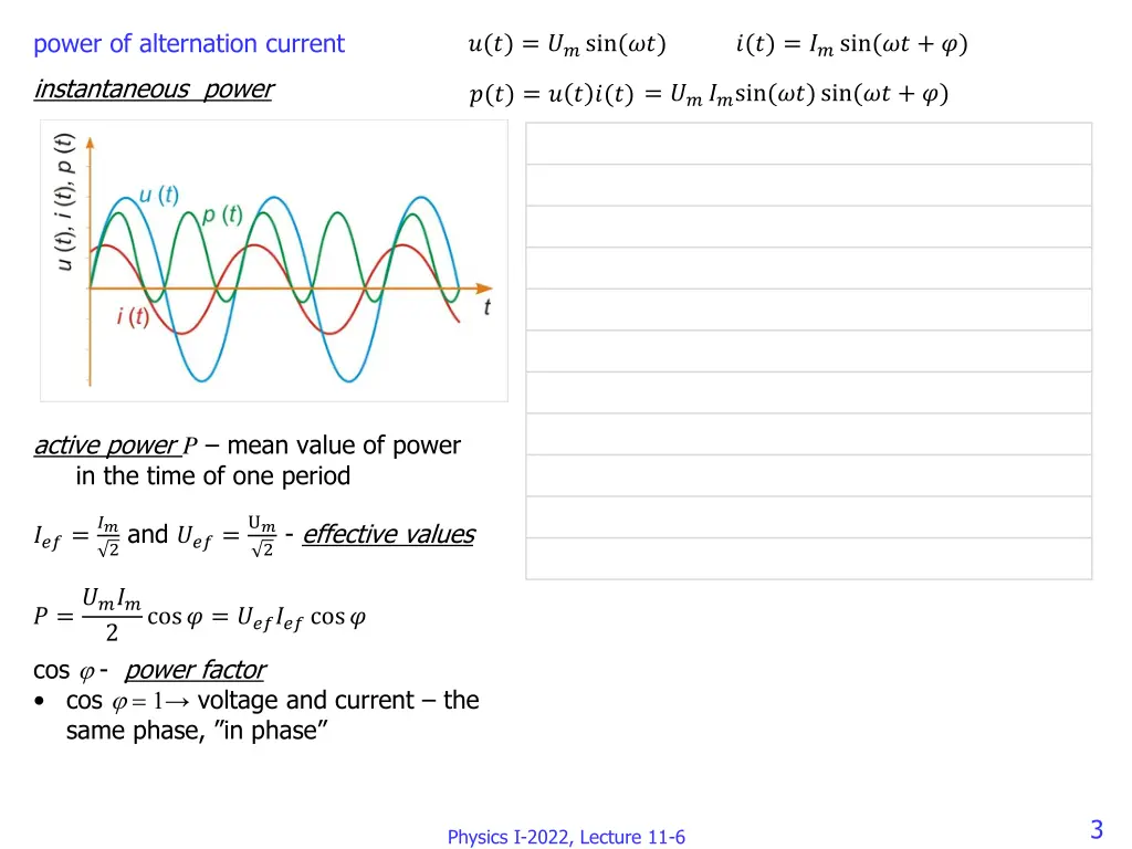 power of alternation current