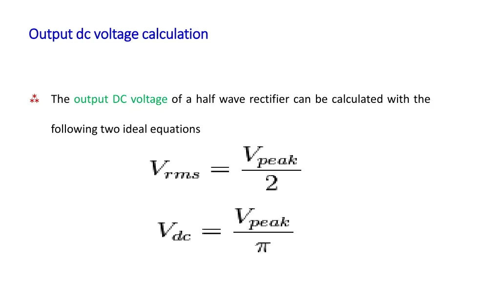 output dc voltage calculation output dc voltage