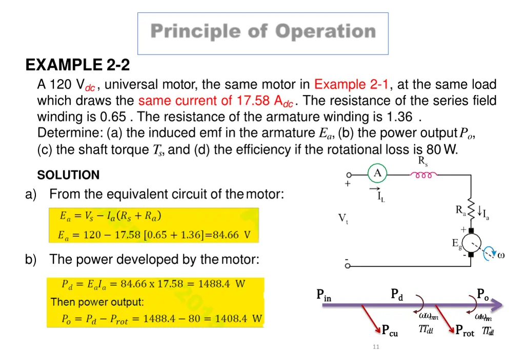 example 2 2 a 120 v dc universal motor the same