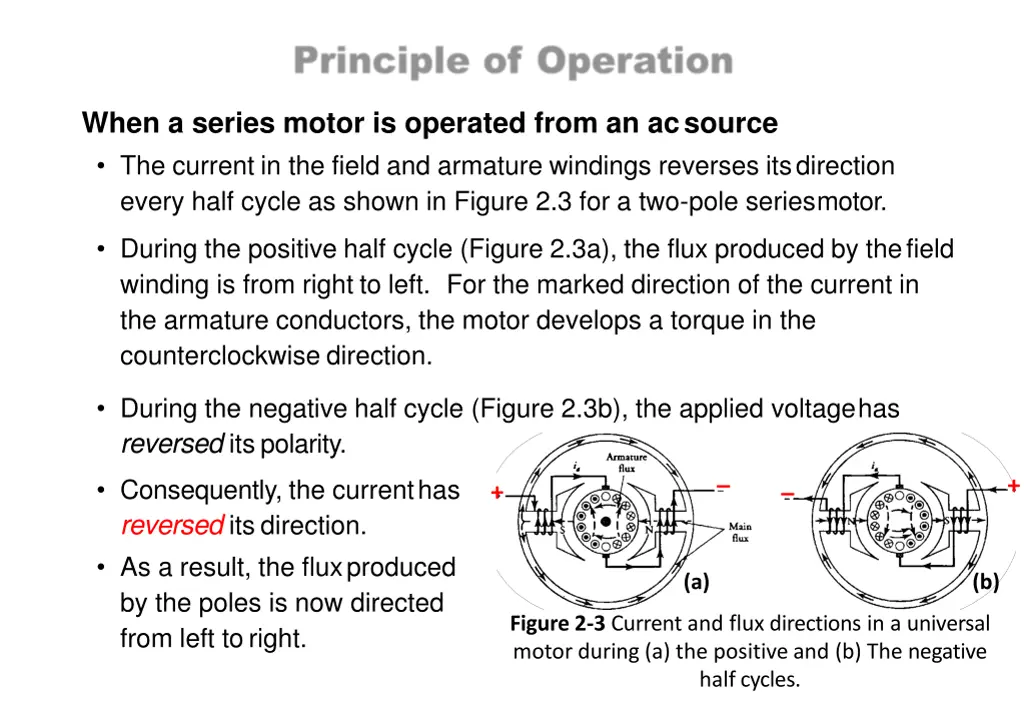 when a series motor is operated from an acsource