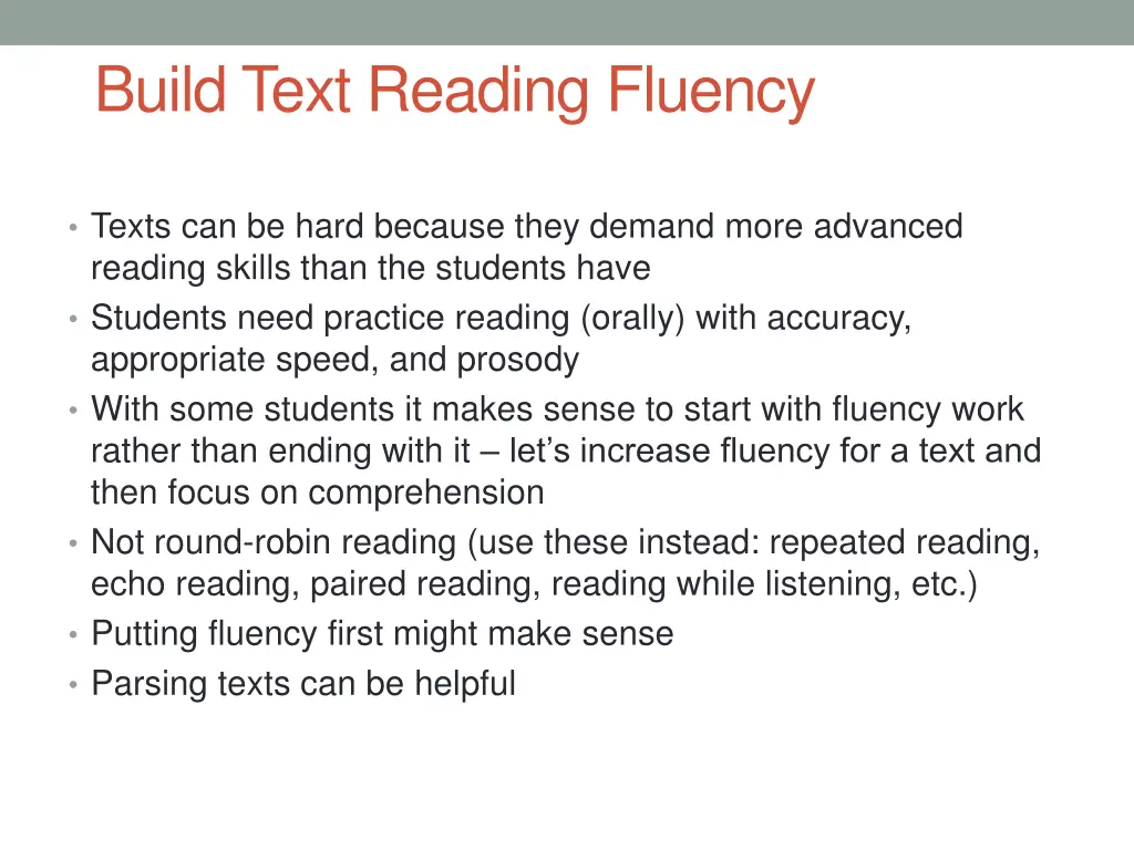 build text reading fluency