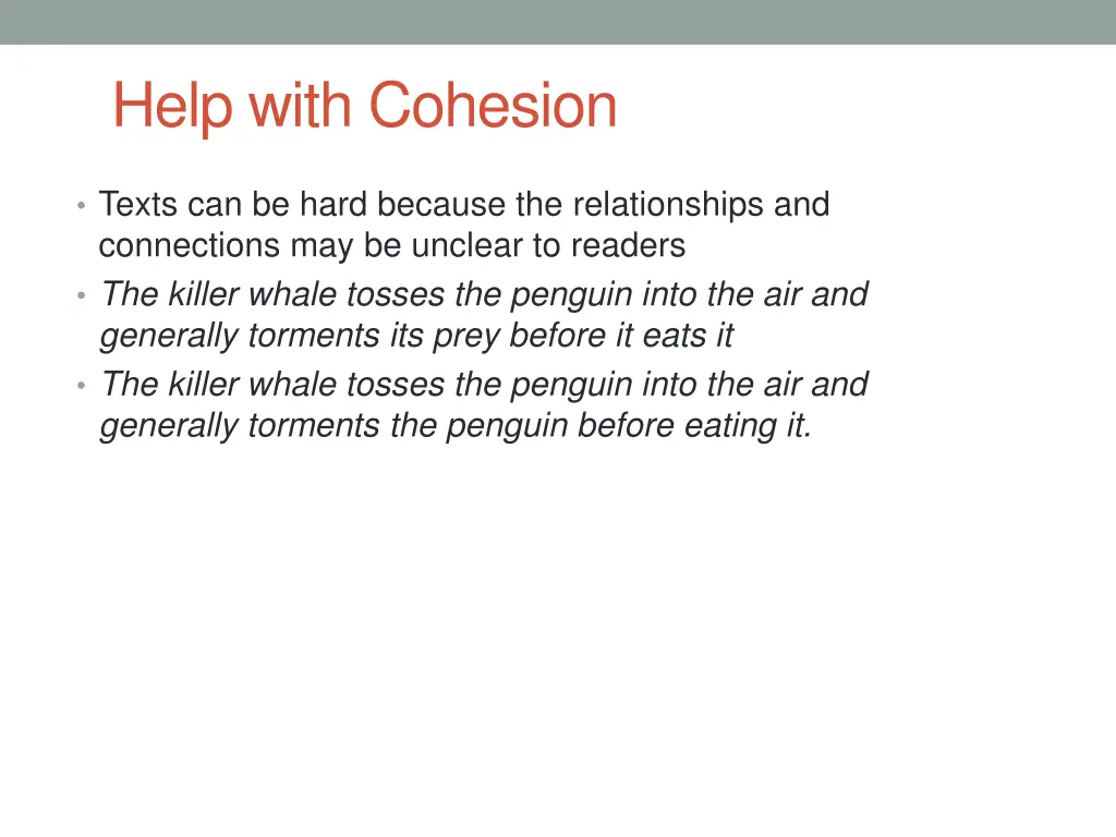 help with cohesion