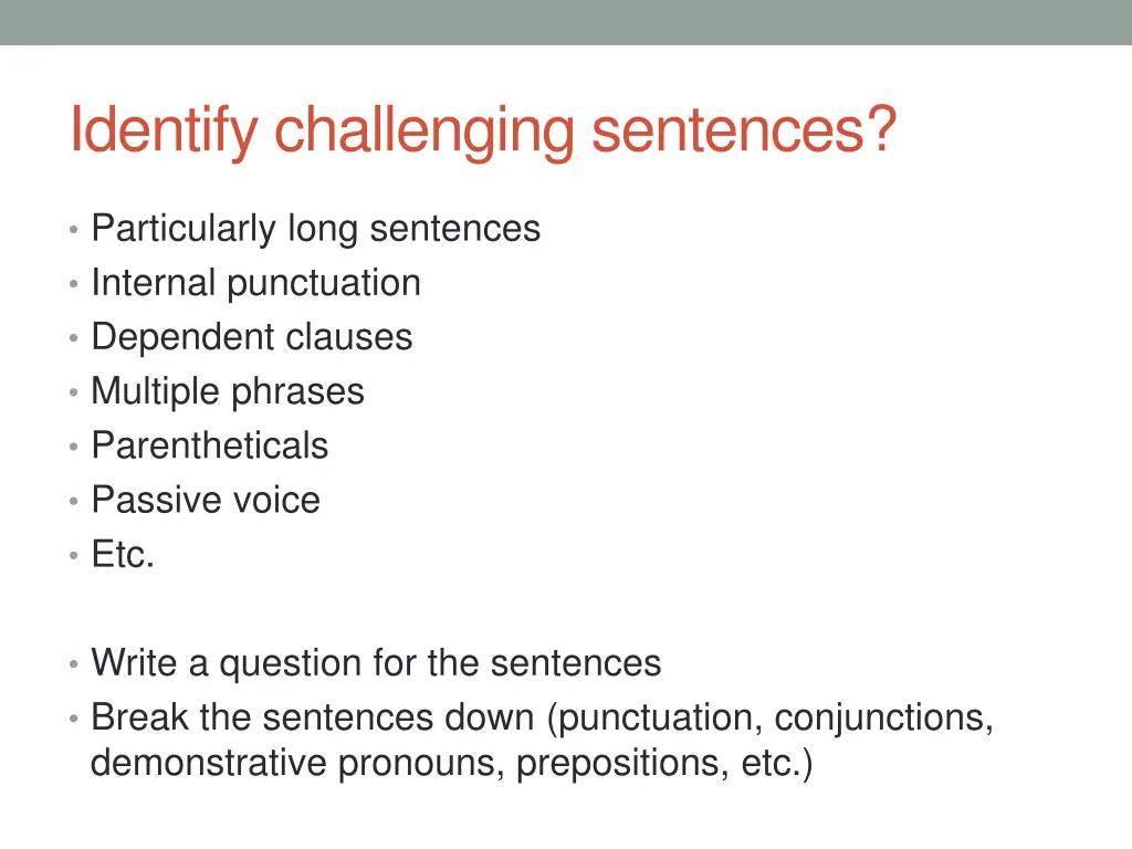 identify challenging sentences