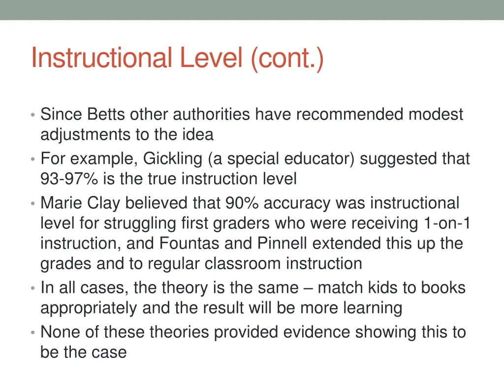 instructional level cont 1