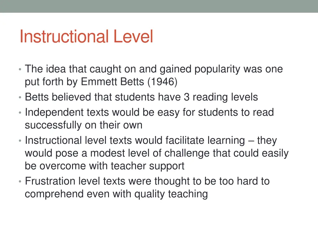 instructional level