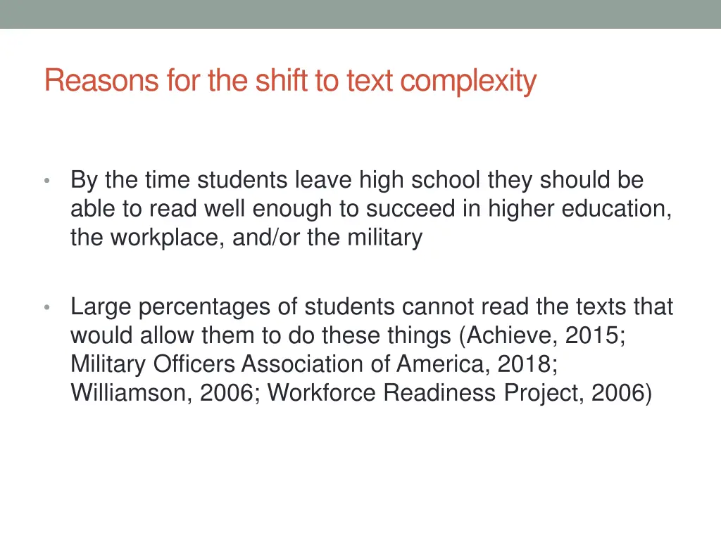 reasons for the shift to text complexity
