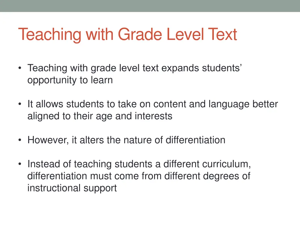 teaching with grade level text