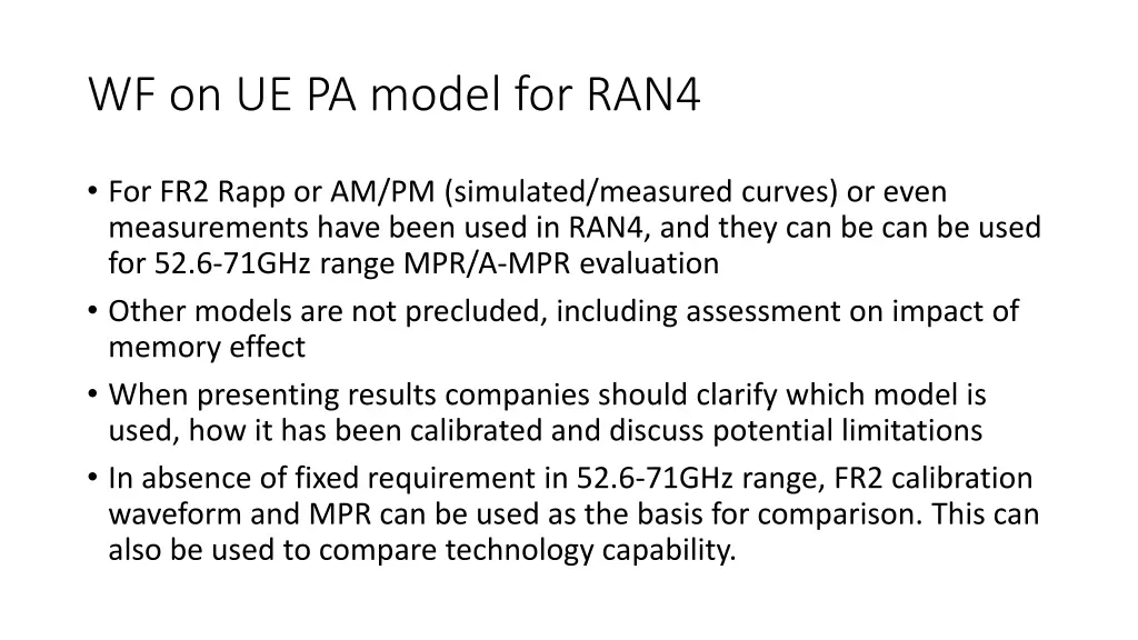 wf on ue pa model for ran4