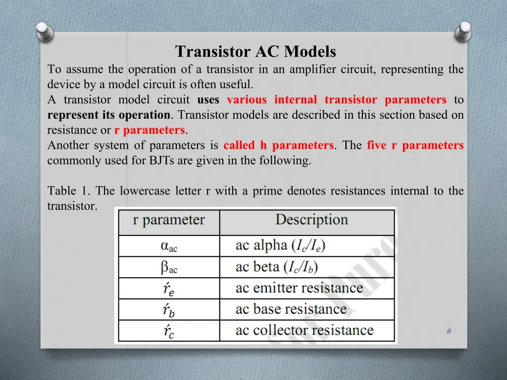 transistor ac models