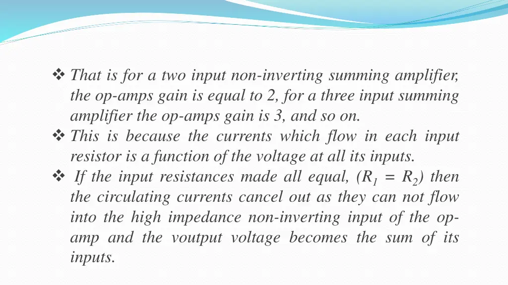 that is for a two input non inverting summing