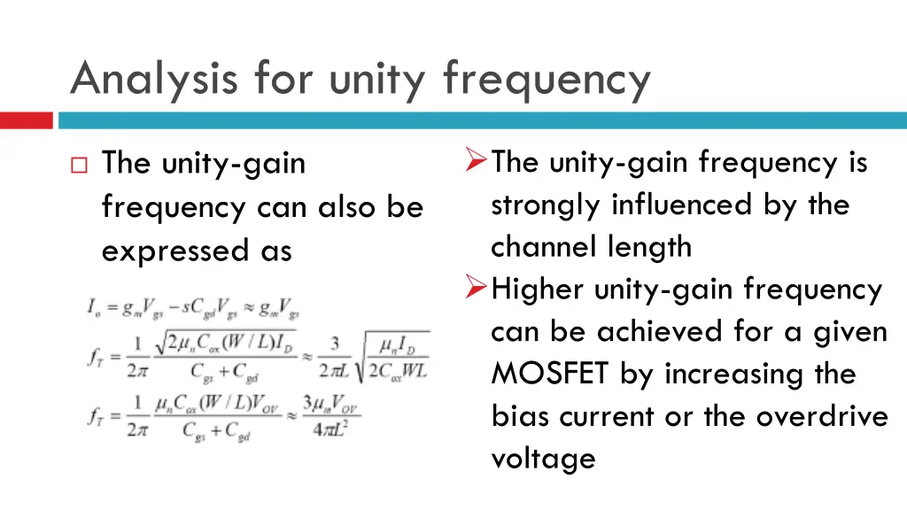 analysis for unity frequency 1