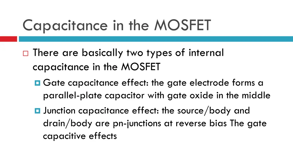 capacitance in the mosfet