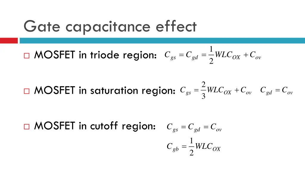 gate capacitance effect