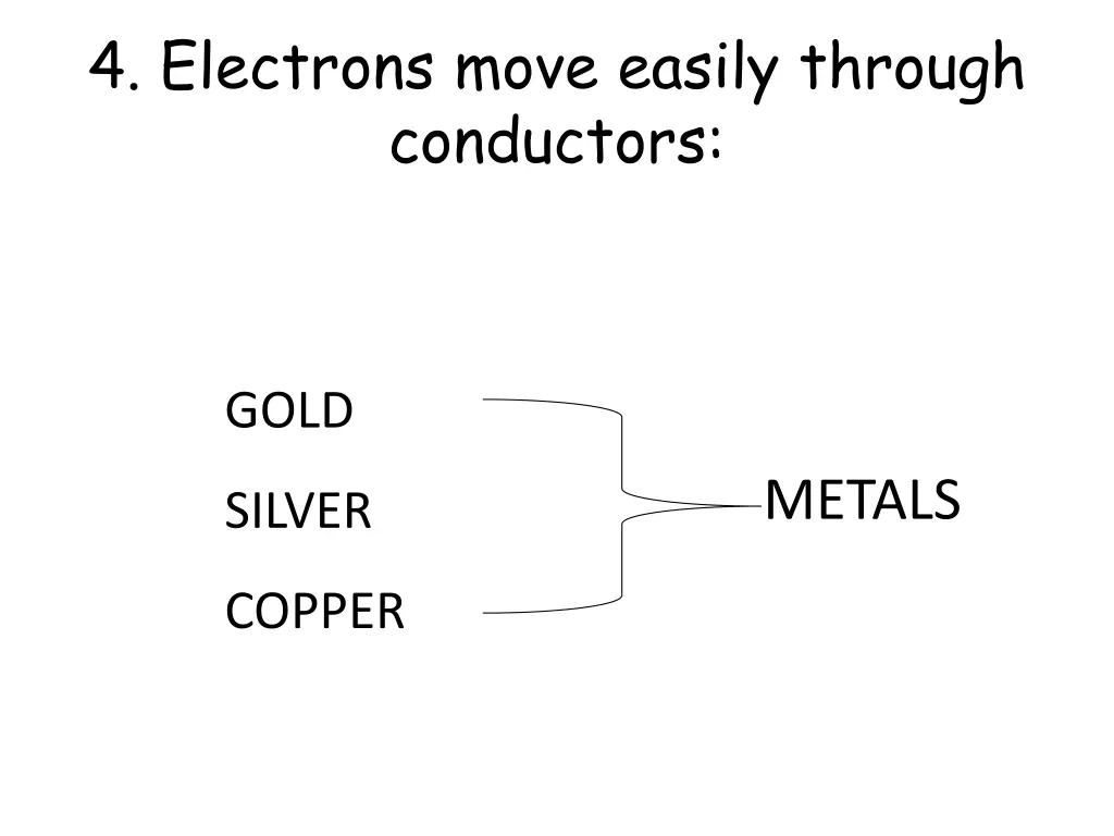 4 electrons move easily through conductors