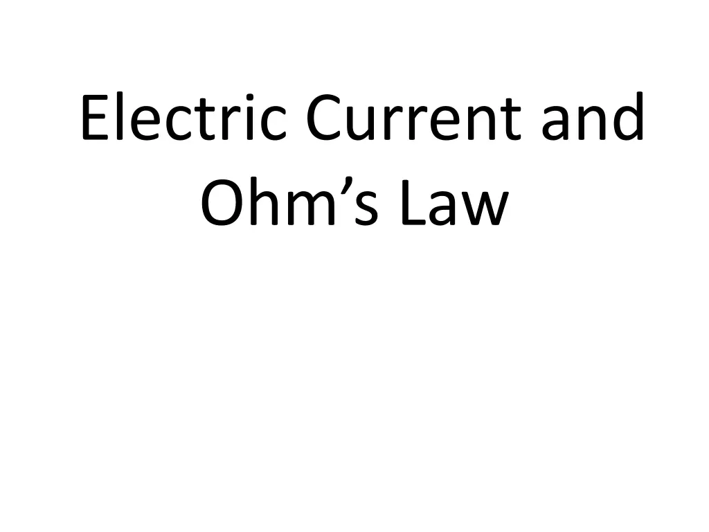 electric current and ohm s law