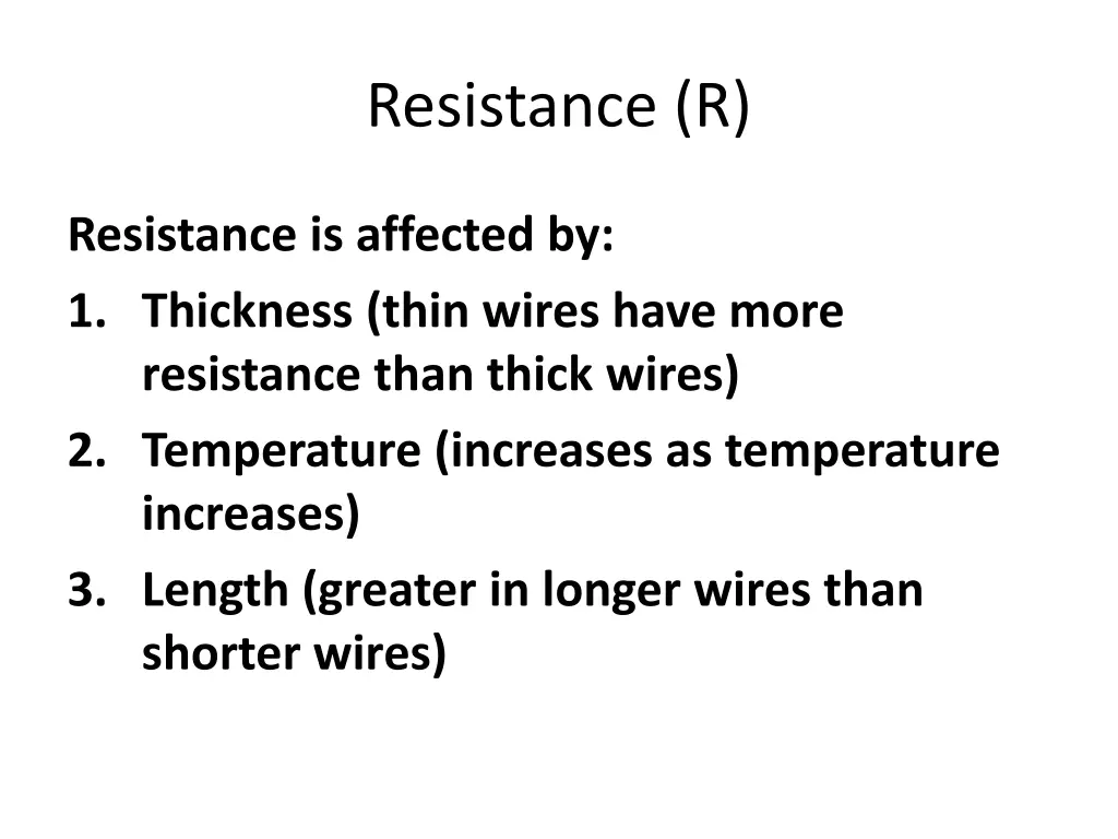 resistance r