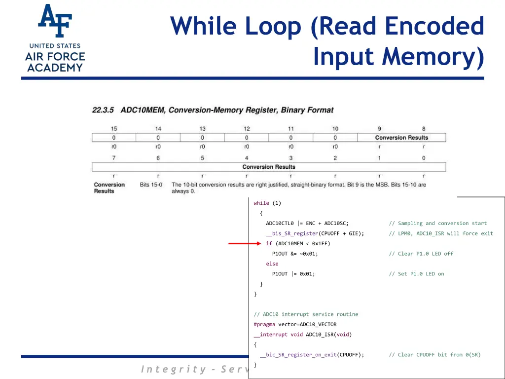while loop read encoded input memory