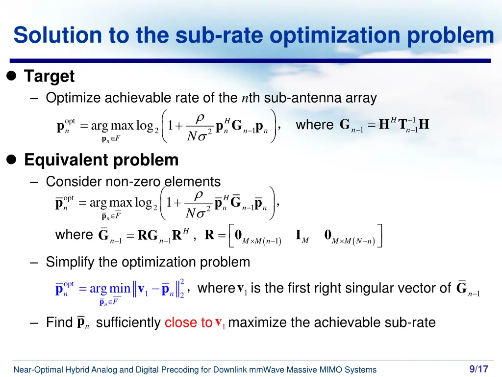 solution to the sub rate optimization problem