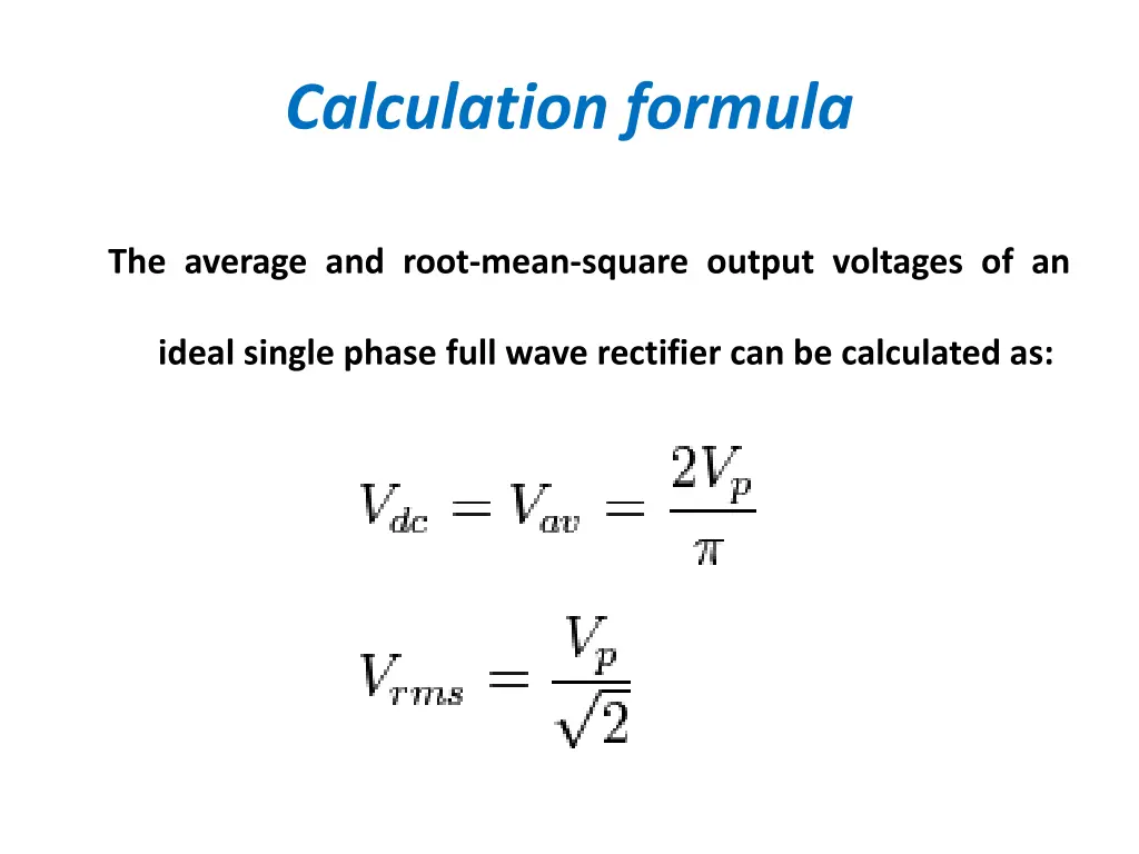 calculation formula