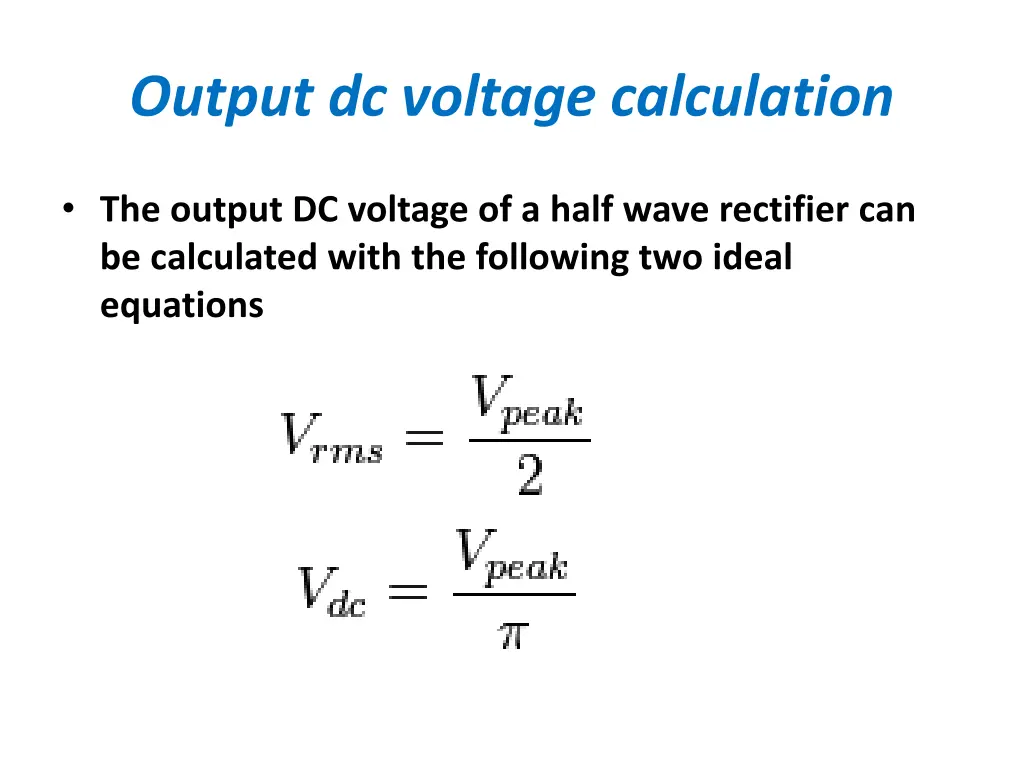 output dc voltage calculation