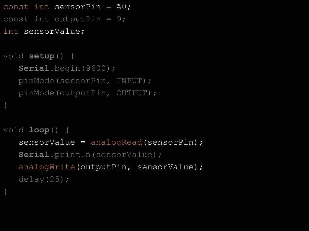 const int sensorpin a0 const int outputpin