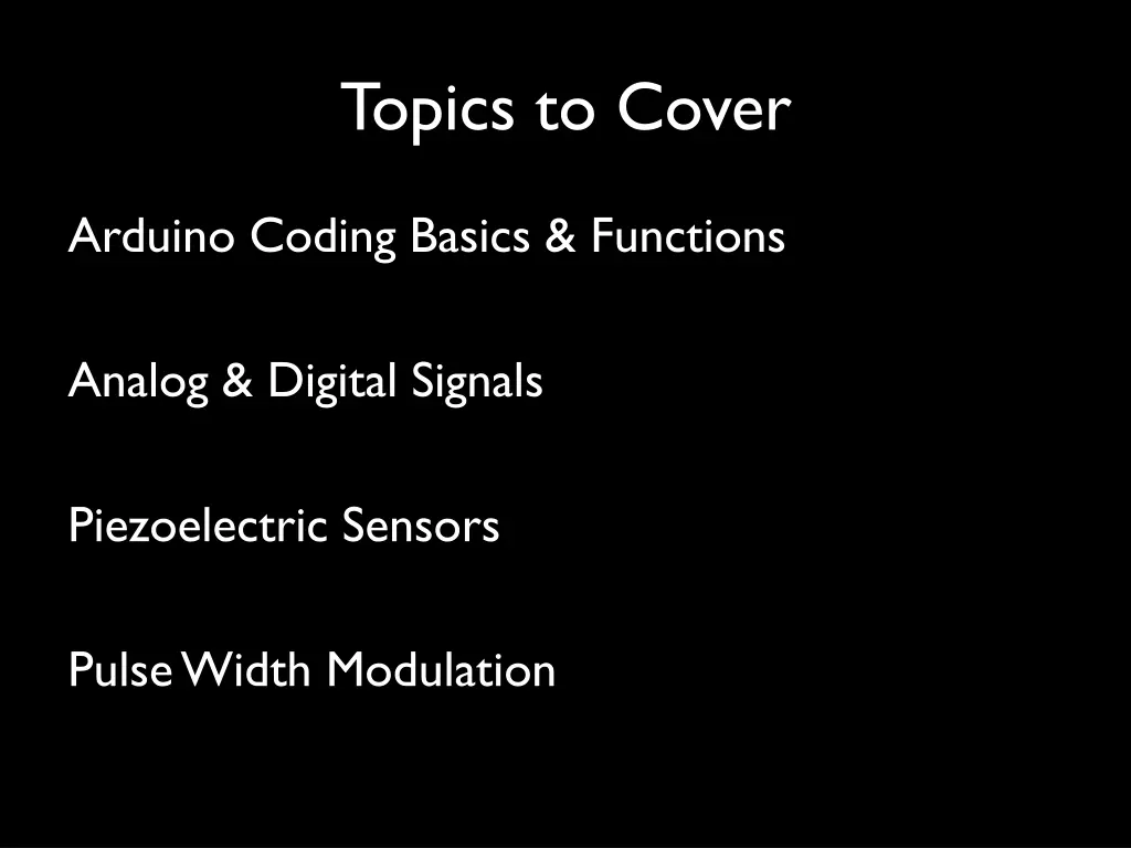 topics to cover