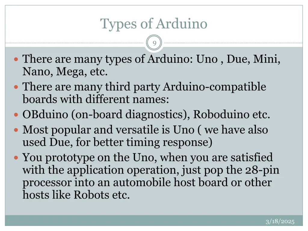types of arduino
