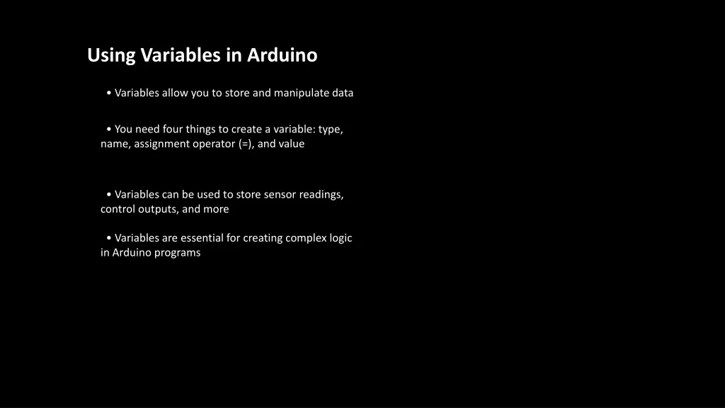 using variables in arduino