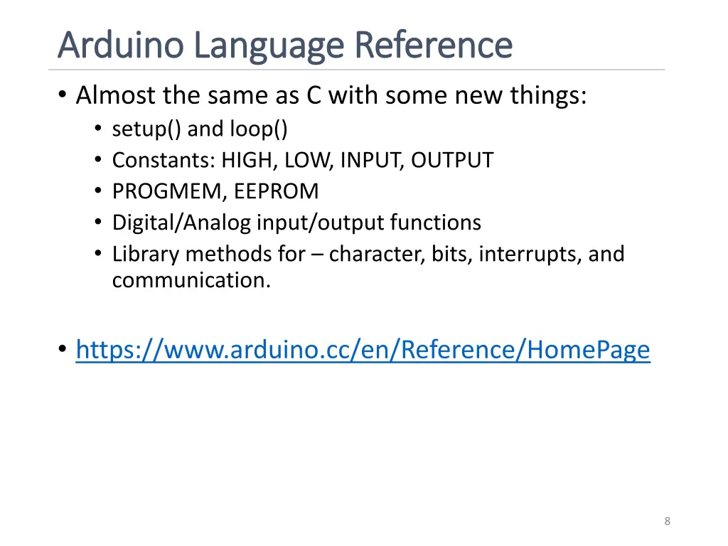 arduino language reference arduino language