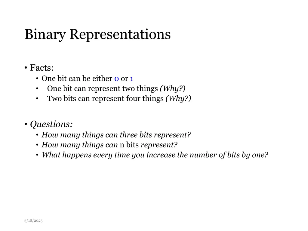 binary representations