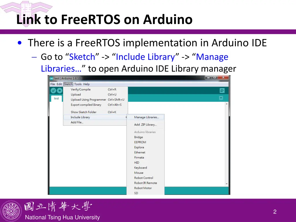 link to freertos on arduino