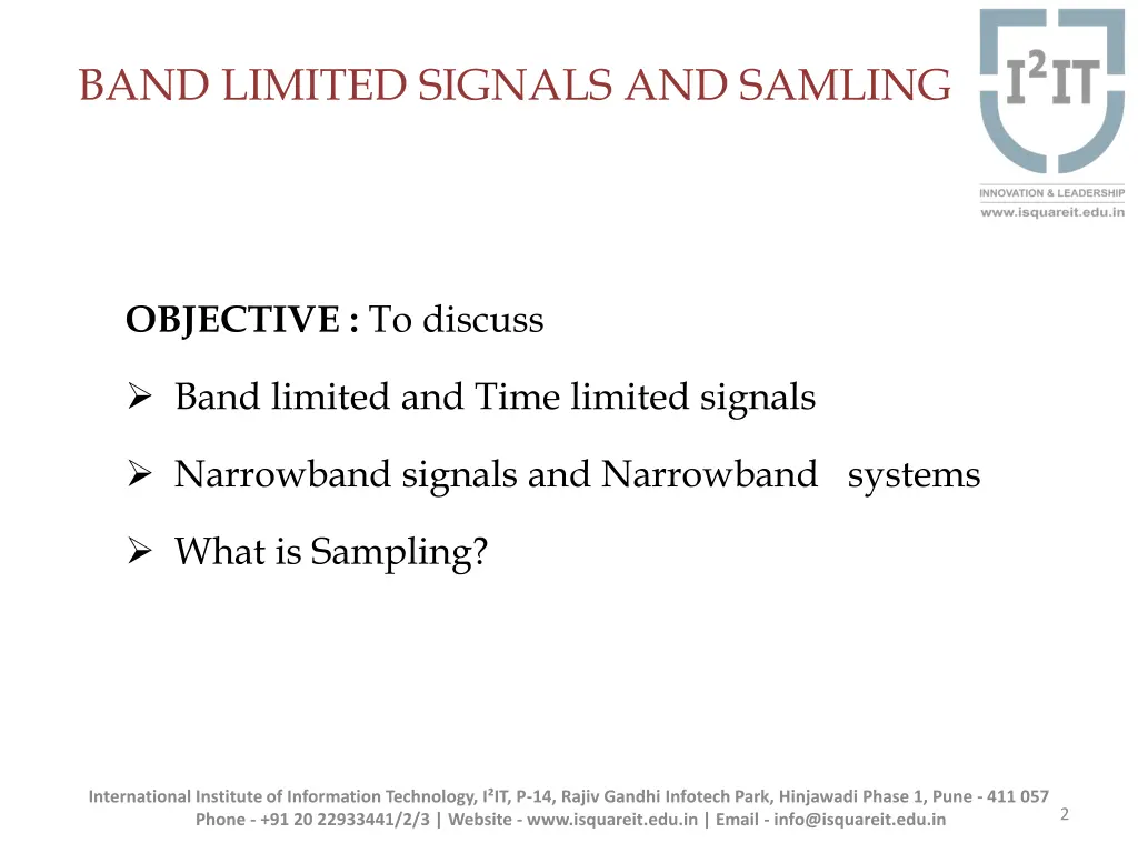 band limited signals and samling
