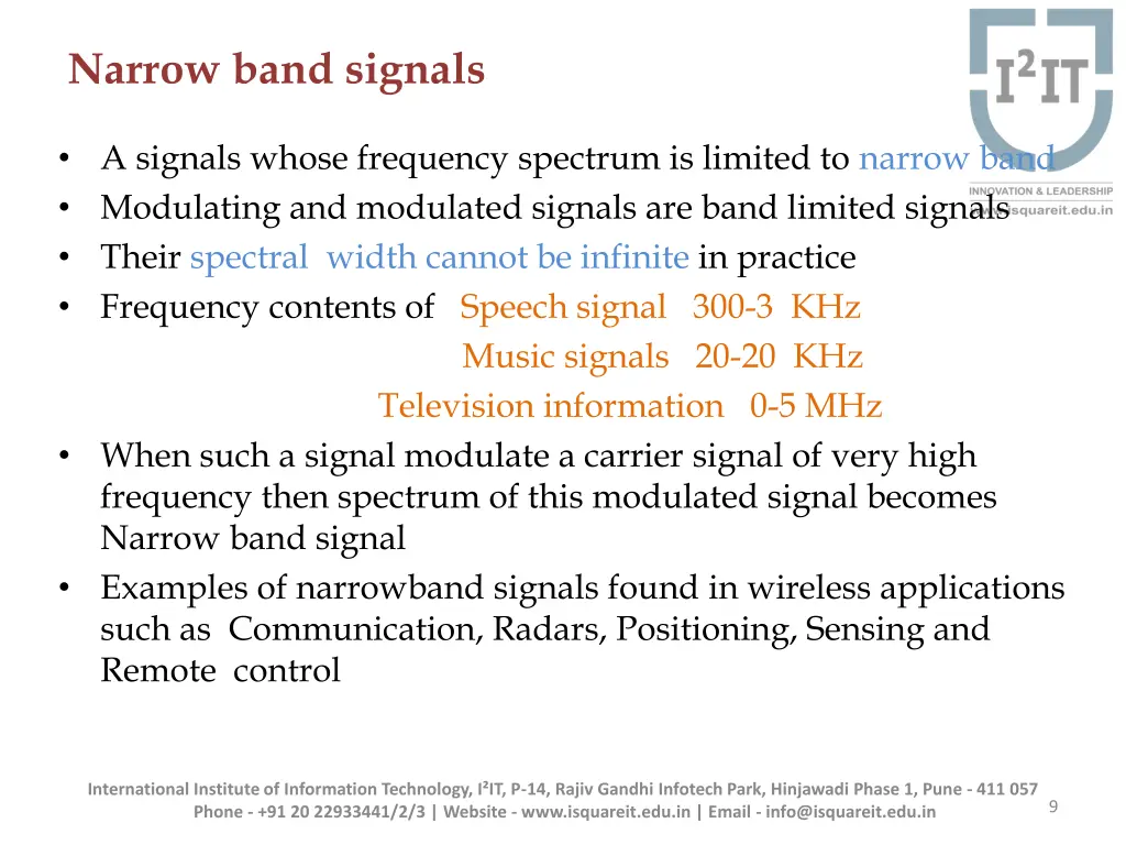 narrow band signals