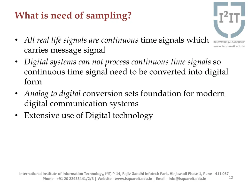 what is need of sampling