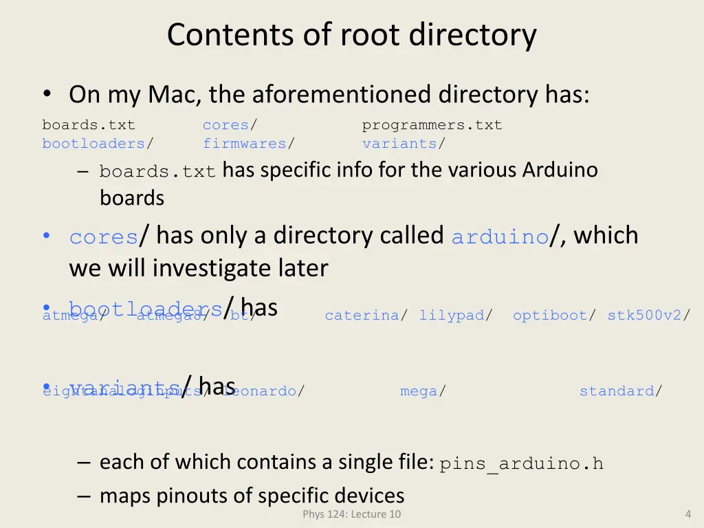 contents of root directory