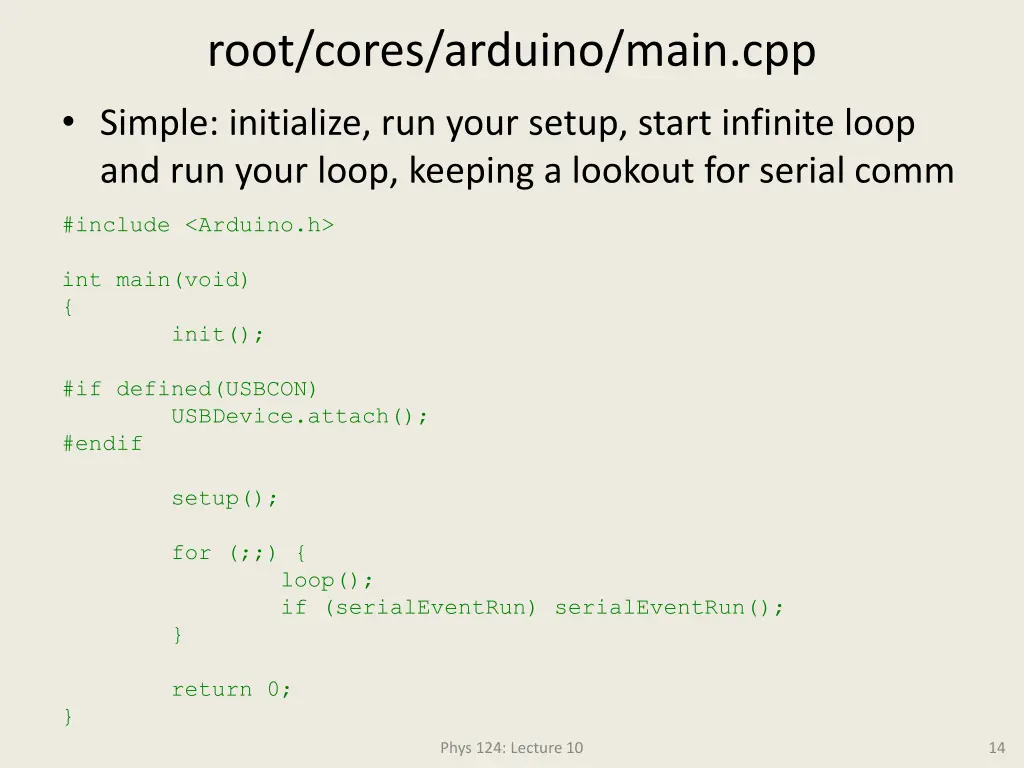 root cores arduino main cpp