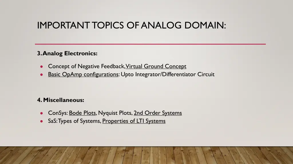 important topics of analog domain 1