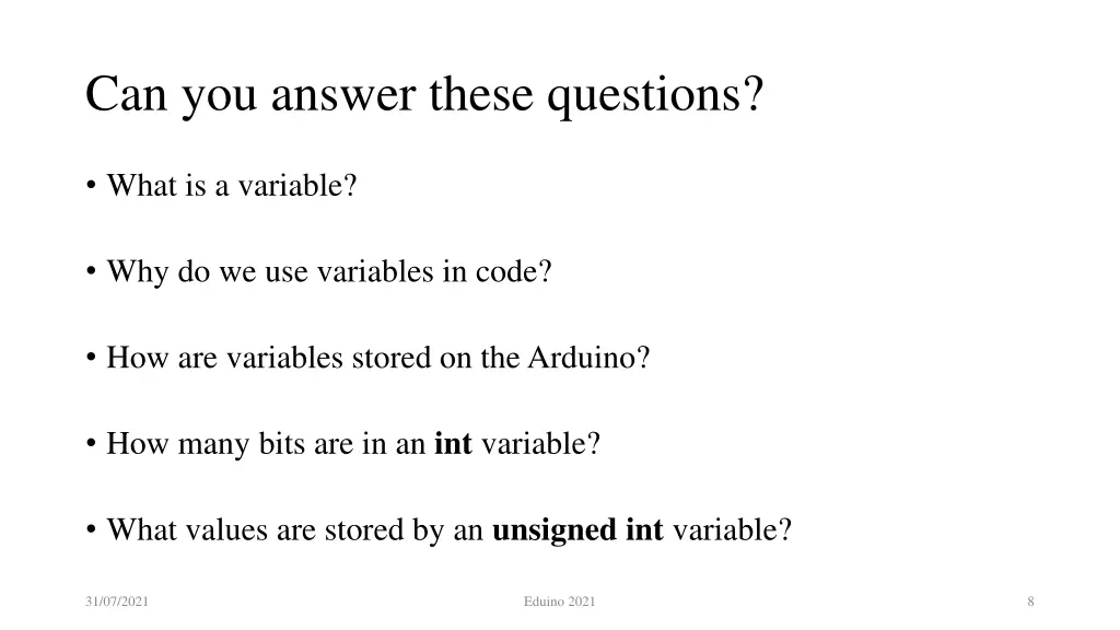 can you answer these questions