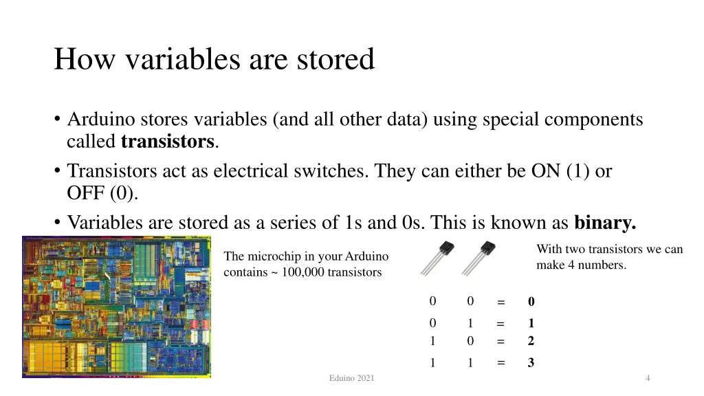 how variables are stored