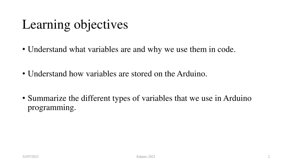 learning objectives