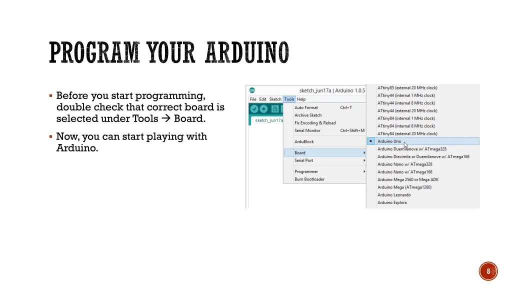 program your arduino