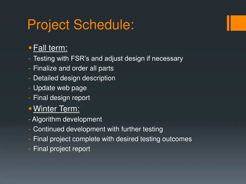 project schedule