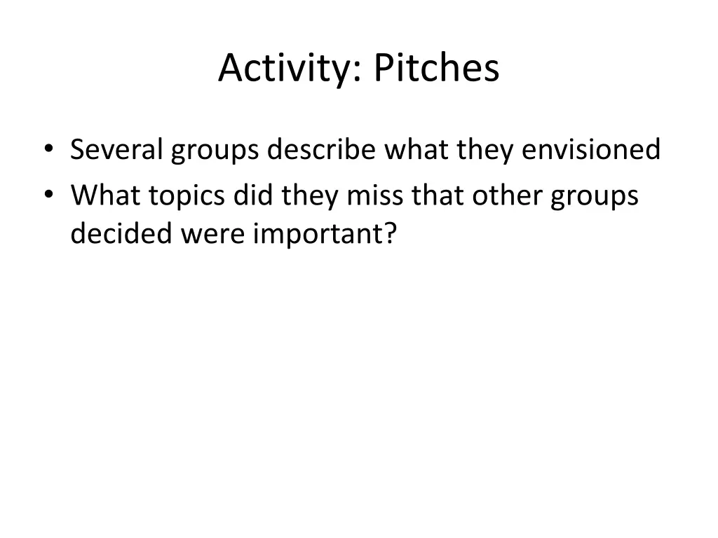 activity pitches