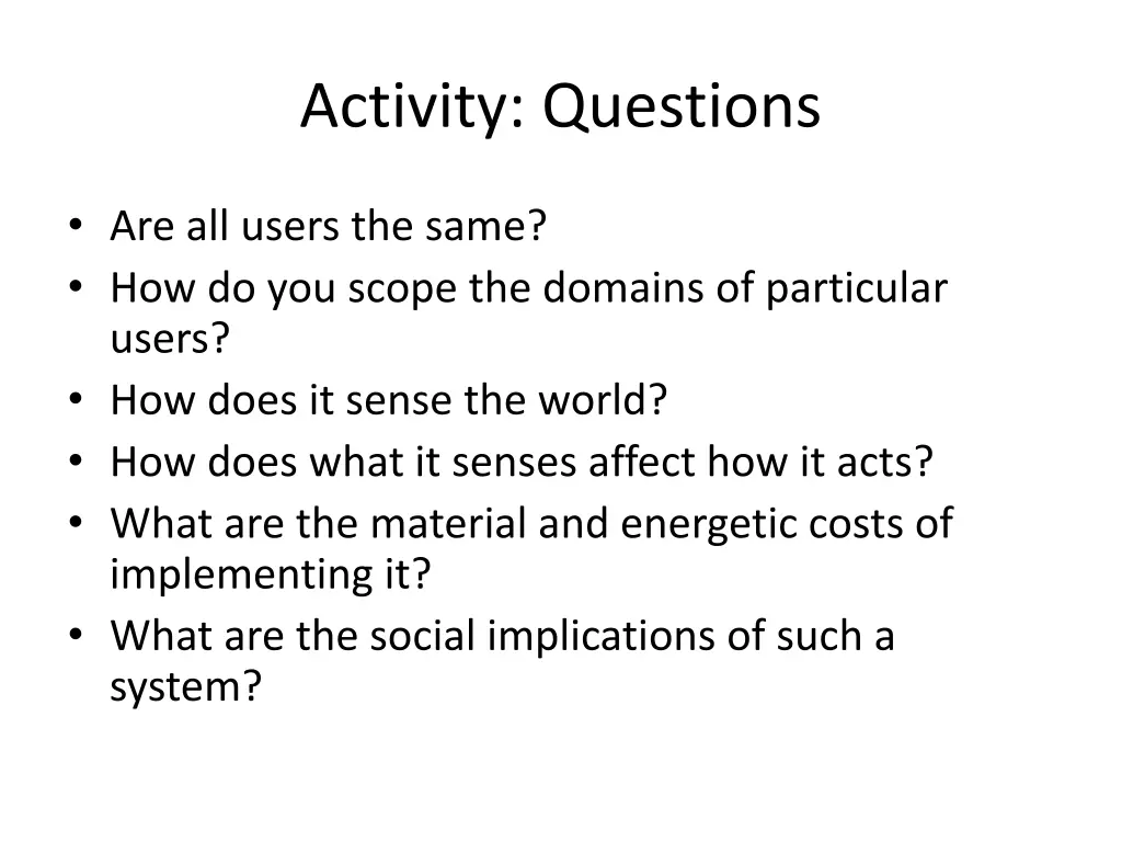 activity questions