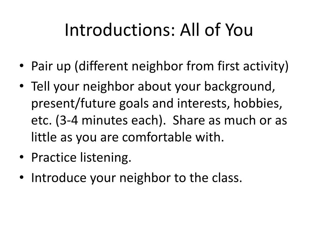 introductions all of you