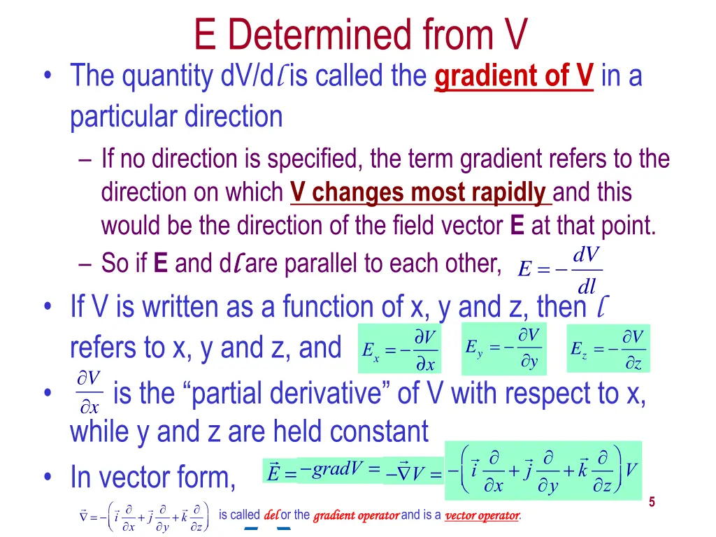 e determined from v
