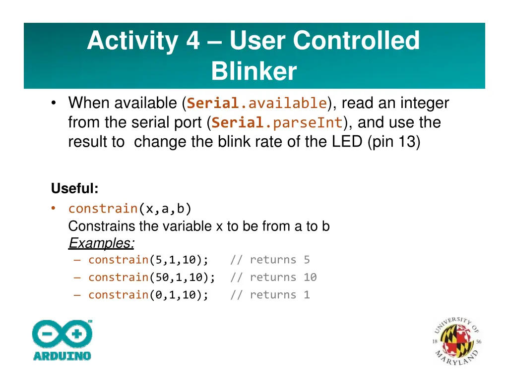 activity 4 user controlled blinker when available