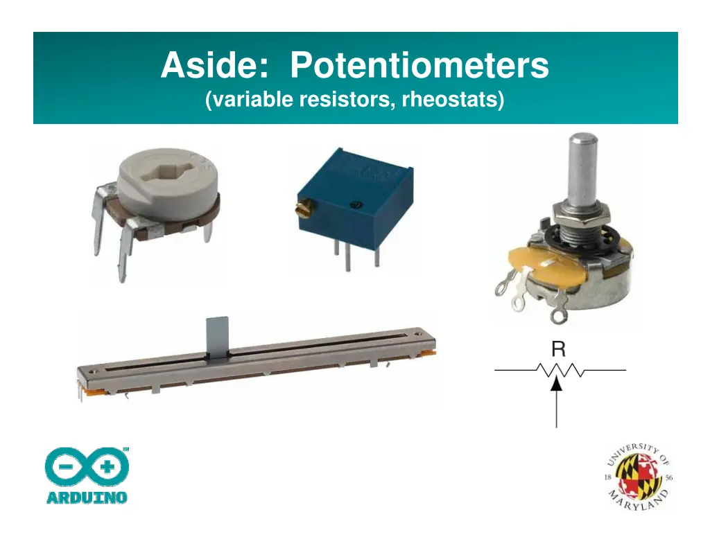 aside potentiometers variable resistors rheostats